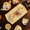 Luxury Porcelain Square Tray Floral Ceramic Plate for Cake, Fruit Tea Party