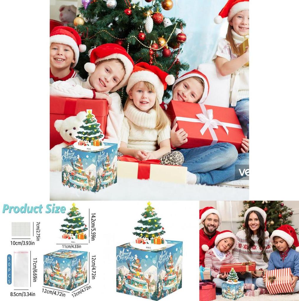 Blue Hand Painted Pattern Christmas Theme Gift Box For Christmas And Party Decor