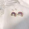 Small Fresh Rainbow Earrings Women's Simple and Small Stud Earrings Set Silver Needle 2025 New Trendy Sweet Girl Ears