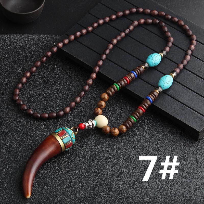 Hi Vintage Charming 12 Styles Mala Tibet Buddhist Long Mantra Wood Beads Sweater Chain Pendant Necklace