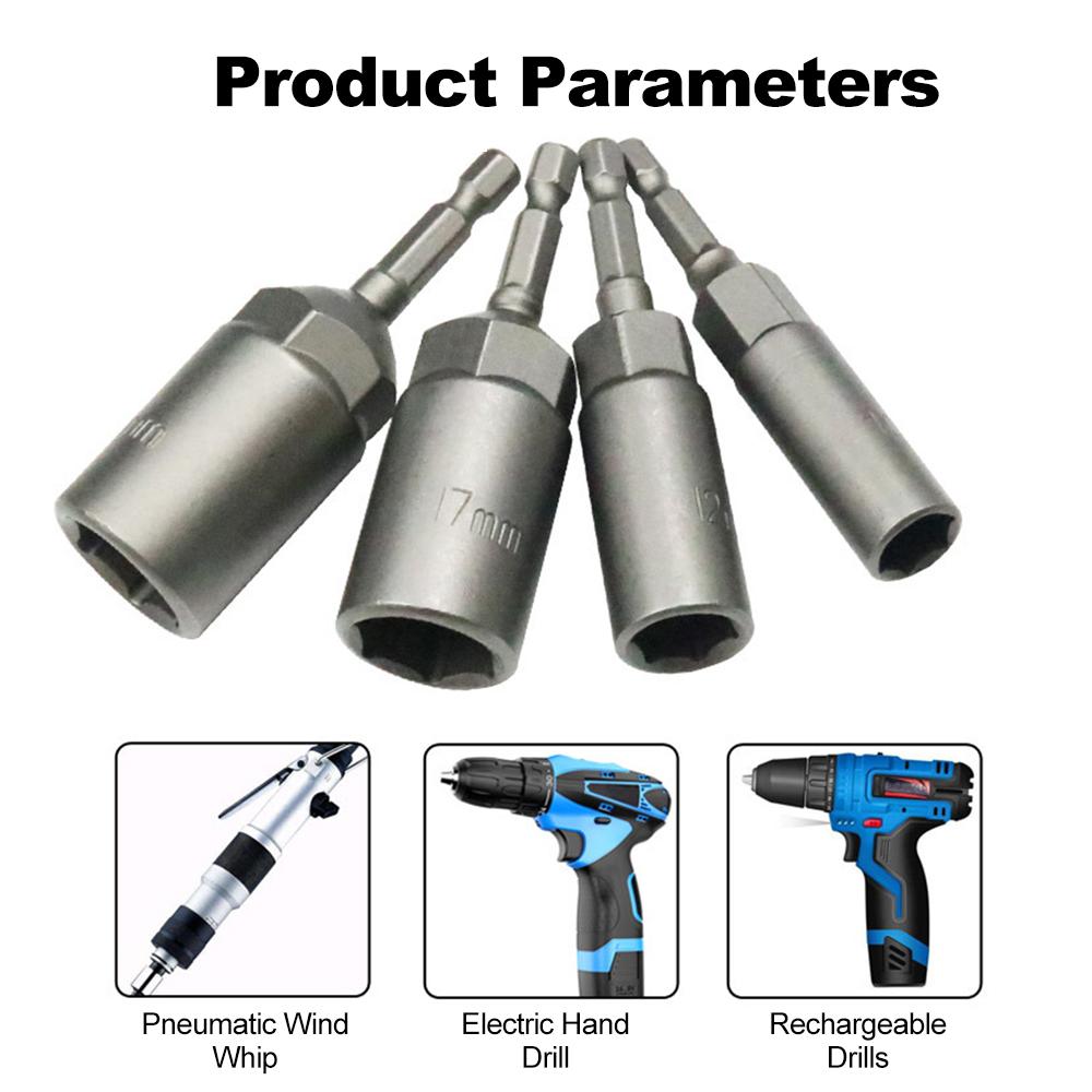 Length Deepen Impact Socket Adapter 5.5-19mm Power Nut Driver Socket Set 16Pcs Hex Shank Screwdriver Key Head Hand Tool