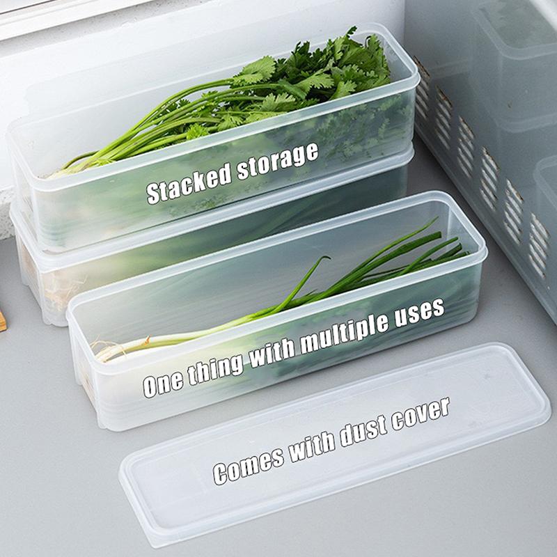 4 Pcs Long Rectangular Food Storage Containers Plastic Reusable Refrigerator Organizer Boxes Kitchen Accessories