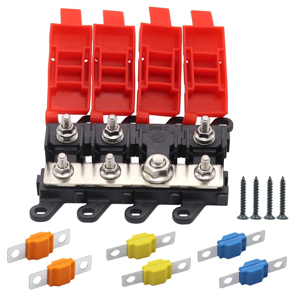 Distribution Block 1 in 3 out 3-way Fuse Holder With Fuse 30A 60A 100A