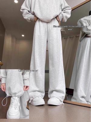 Girls' Wide-Leg Cuffed Pants - Spring/Autumn Casual Long Trousers for Kids