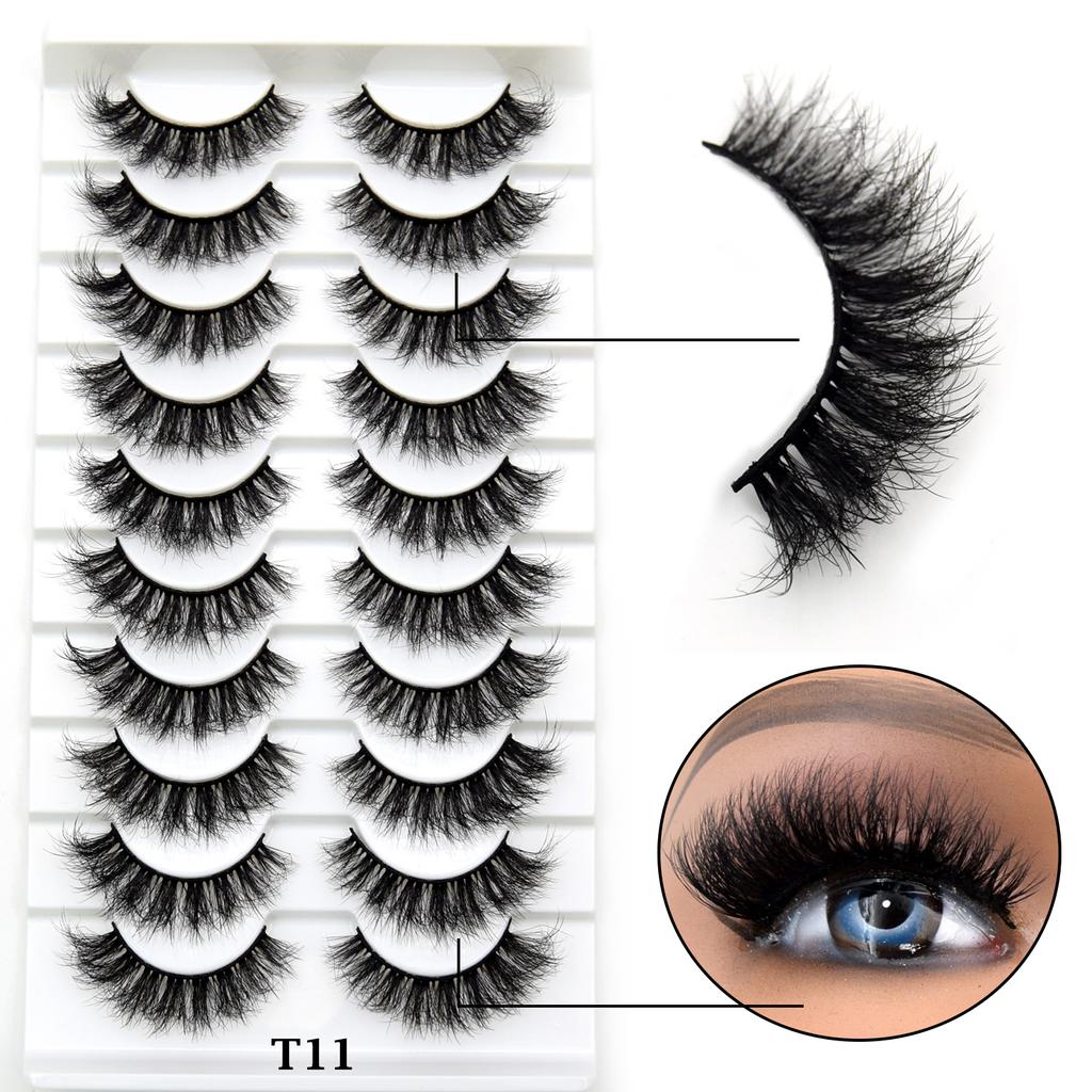 10 Pairs Eyelashes Natural Long 3D Mink Lashes Fluffy Volume Mink False Eyelashes Cruelty Free Wispy Lashes Makeup