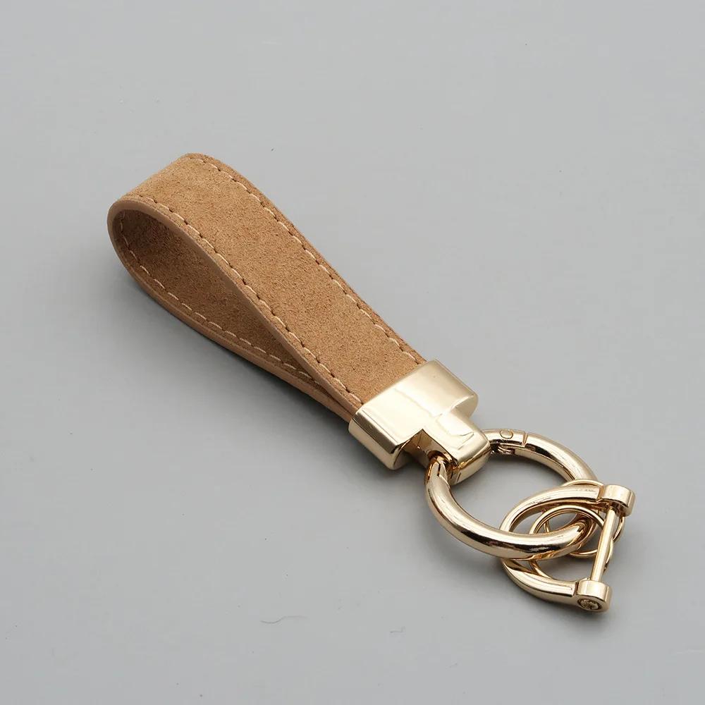 Laser Custom Logo Keyring Box Set Gift Personalized Name Number T Buckle Suede Leather Keychain Bag Car Key Chain Men’s Women‘s