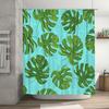 Green Leaf Shower Curtain Waterproof Bath Decor Blue Backdrop Modern Printing Bathroom Accessories Home Decoration