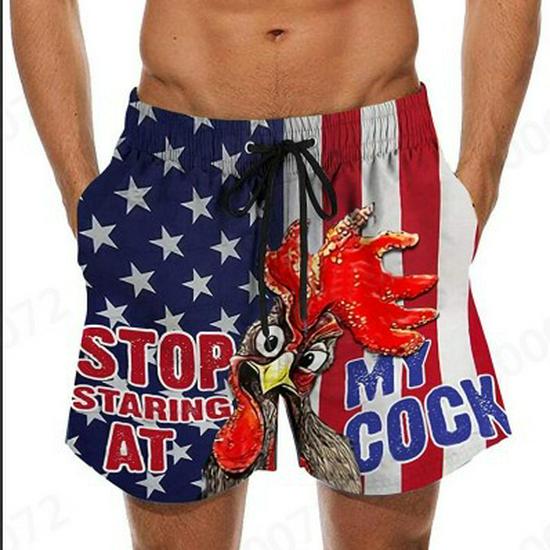 Men's 3D Turkey Head & Banana Print Swim Shorts