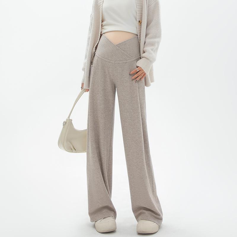 

Корейские брюки для беременных с широкими штанинами: Поддержка живота, повседневный ретро-стиль, подходит для всех сезонов M [40-50 kg]