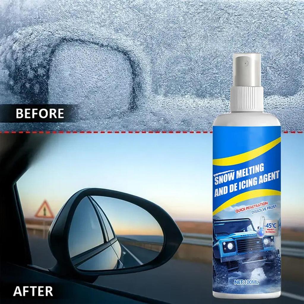 Deicer Spray For Car Windshield 100ml Anti-Freeze Snow Remover Defroster Spray Car With Scraper And Towel For Automotive Trucks
