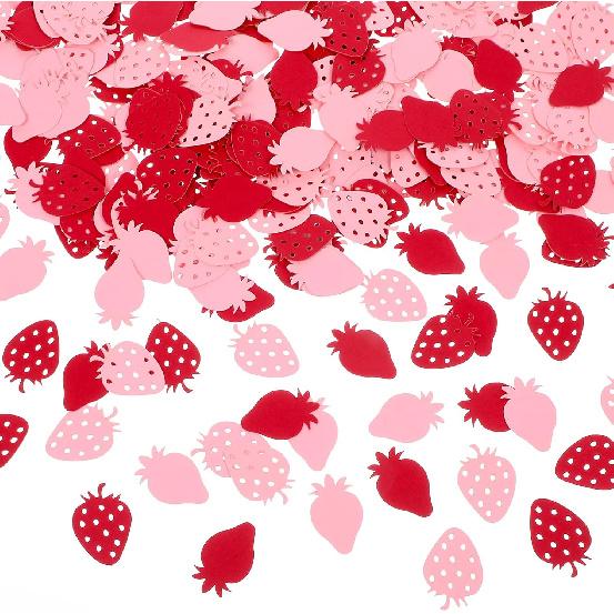 100 Pcs Strawberry Confetti Strawberry Table Confetti Red and Pink Paper Scraps Strawberry Dot Confetti Strawberry Table Decorations for Strawberry 100