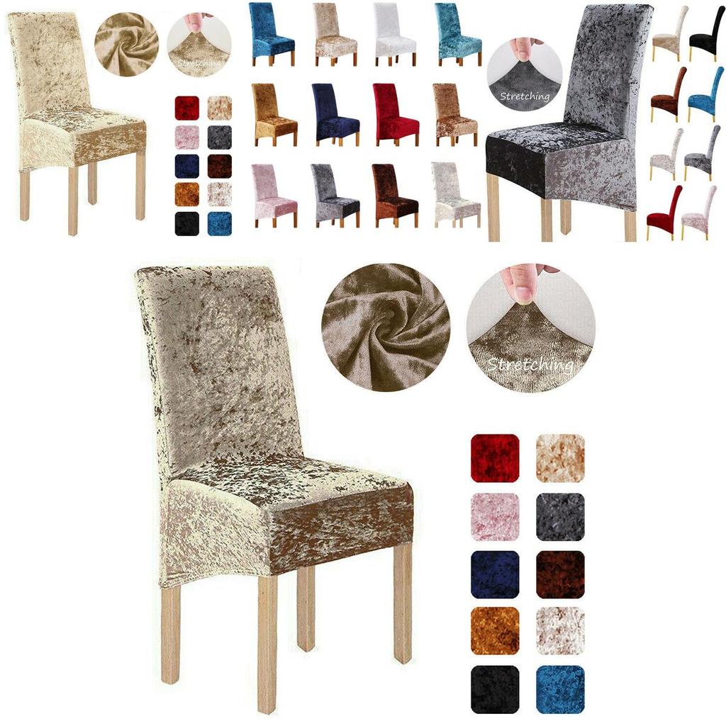 Stylish Crushed Velvet Dining Chair Covers With Secure Fit And Quick Recovery Stretch