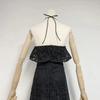 Summer 2023 European Sexy Tight-Fit Waist Hollow Long Dress