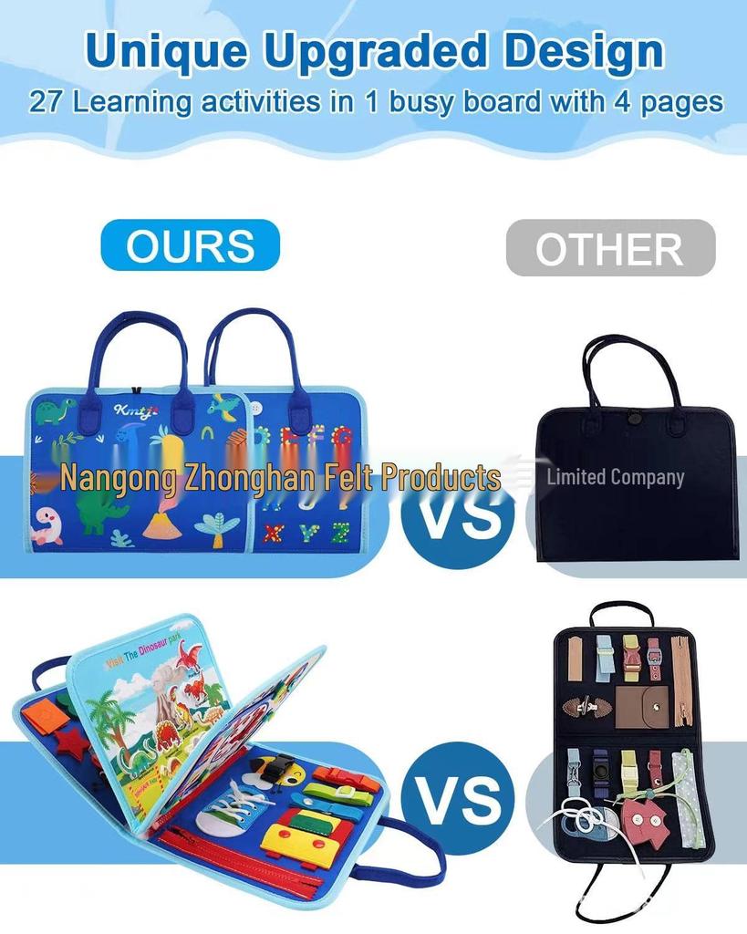 Montessori Early Childhood Educational Felt Learning Board: Teaches Dressing and Shoelace Tying.