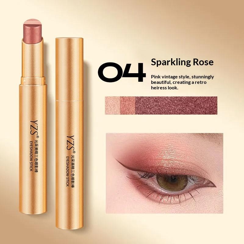 Three Color Eye Shadow Stick Gradient Delicate Shiny Waterproof Glitter Eye Shadow Waterproof Long-Lasting Eye Cosmetics