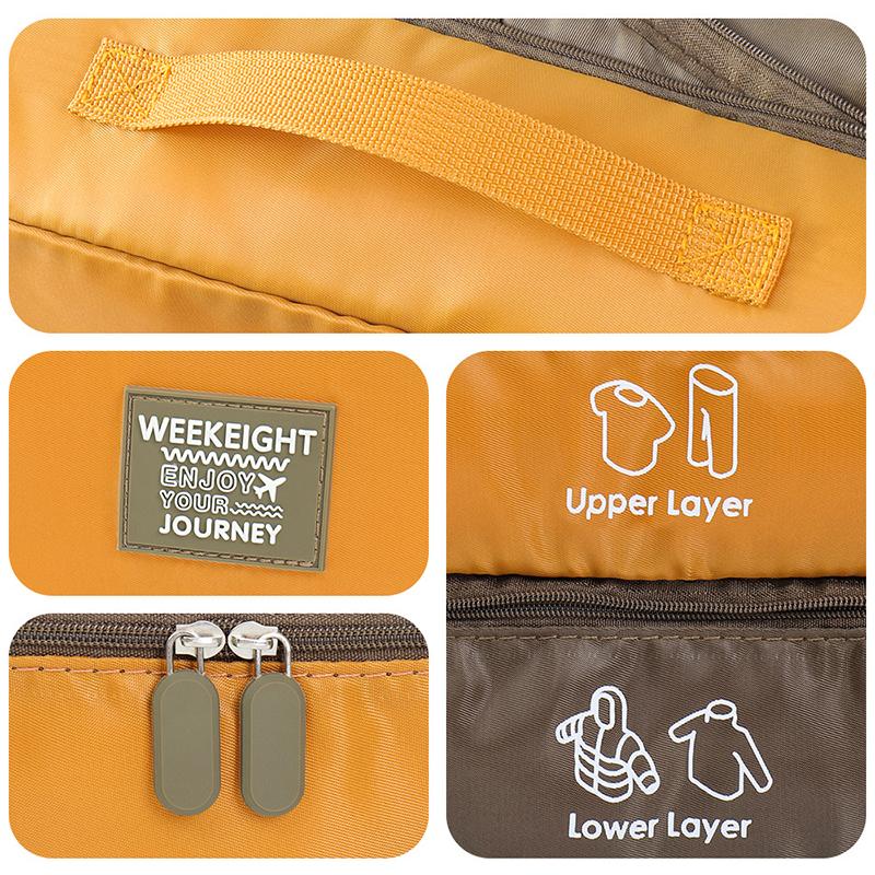 1 st Klädförvaringspåse Dubbla lager Stor kapacitet Kompressionsförvaringspåse Bärbar Reseklädförvaringspåse med handtag