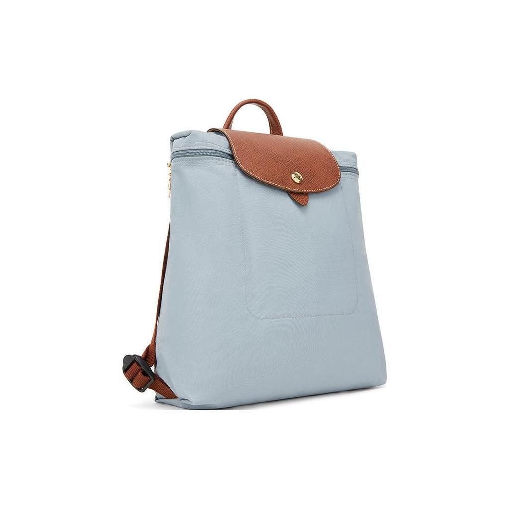 Longchamp Le Pliage Snap Zipper Closure Recycled Polyamide Canvas Backpack Women backpack Blue Brown 1699089P80