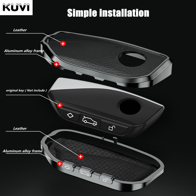 New Metal Leather Car Key Case Cover Shell Fob For Bmw I7 X7 G07 Lci Ix I20 X1 U11 7 Series G70 G09 Xm U06 G81 M3 Accesories