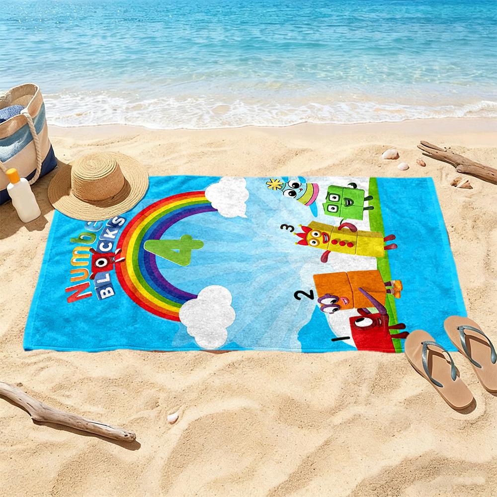 Numberblocks Beach Towel Super Soft Microfiber Quickdry Fabric Comfortable Lightweight Suitable For Swimming Gym Camping Yoga Vacation