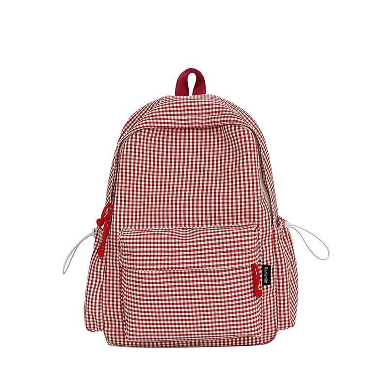 Cross-Border High-Value Soft Plaid Backpack for Girls - Large Capacity for Middle, High School, & College Students