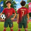 2026 Speciale N.7 Ronaldo Fan Maglietta da Calcio Set Pantaloncini Donna Uomo Maglietta e Pantaloncini per Tifosi del Portogallo Estate Bambini Set 2 Pezzi