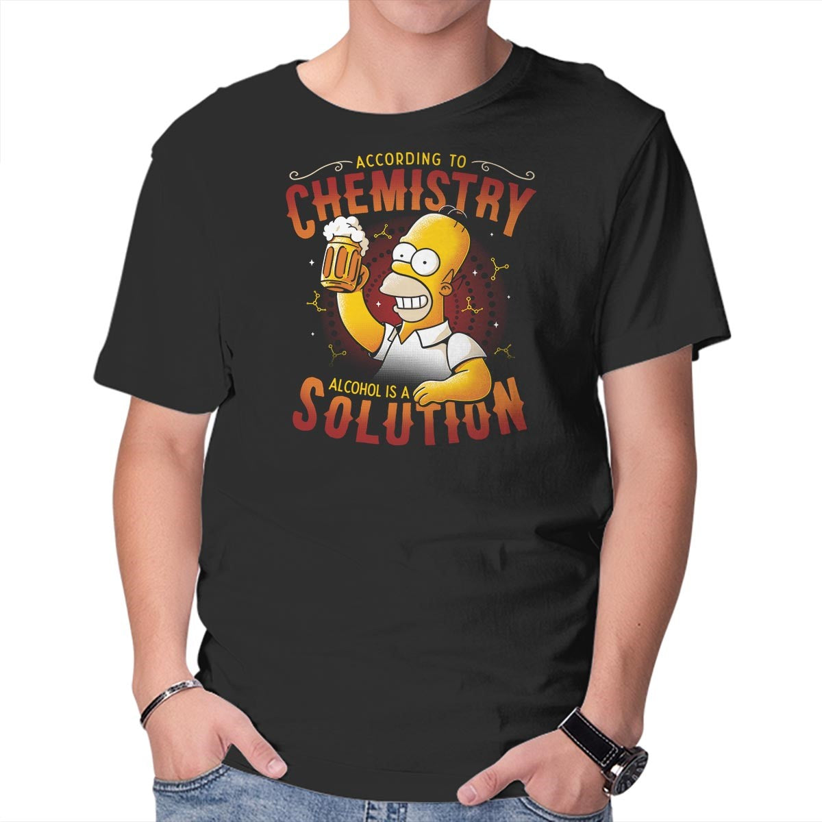 Unisex Crew Neck T-Shirt Beer Chemistry Graphic Short Sleeve Casual Tee XL