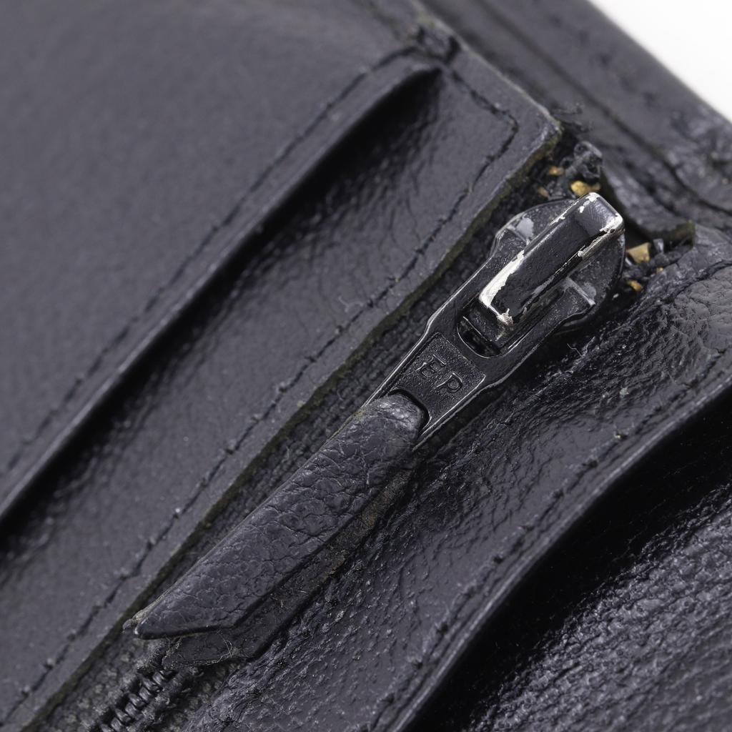 Chanel COCO Mark Bi-Fold Wallet Black Calfskin Women Used