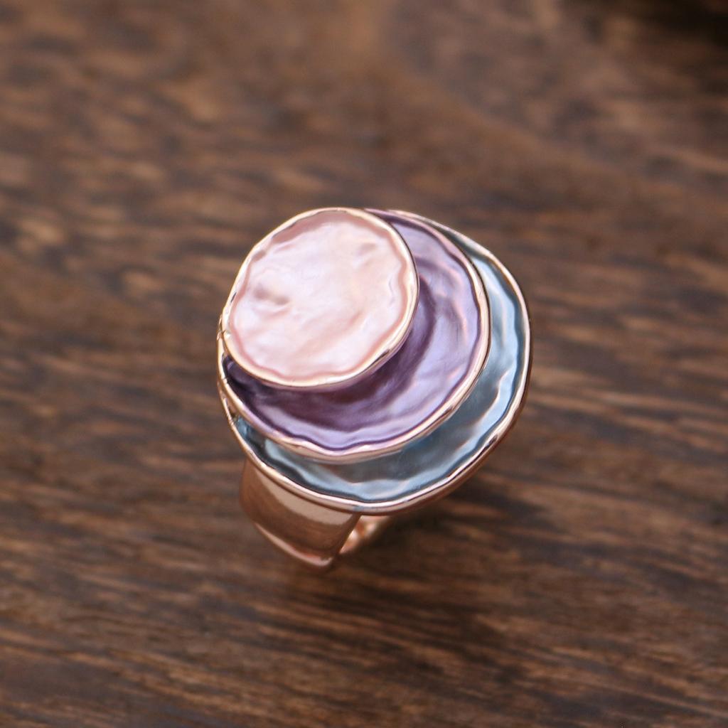 Enamel Geometric Flower Elastic Ring, Women's Fashion High-end Rose Alloy Ring
