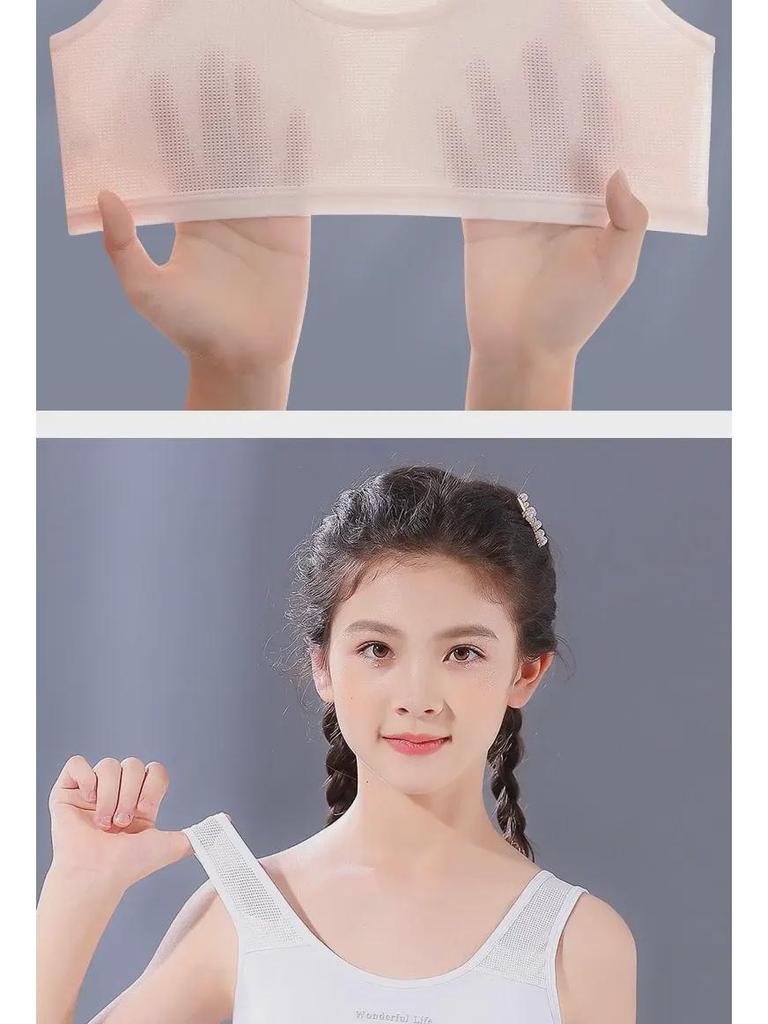 Dívčí podprsenka ze síťoviny z čisté bavlny s pevnými vycpávkami