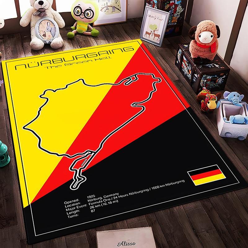 Nürburgring Rennstreckenkarte Design Teppich Rutschfester Teppich geeignet für Wohnzimmer- und Schlafzimmer-Sofas.