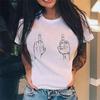 Middle Finger Print T Shirt Women Harajuku Tshirt 90S Hip Hop Punk Women Shirt Hipster Streetwear Female T-Shirt Fashion Top Tee