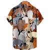 Men's Hawaiian Shirts 3D Cute Cat Print Short Sleeved Shirt Lapel Fashionable Casual Harajuku Cartoon New Clothing