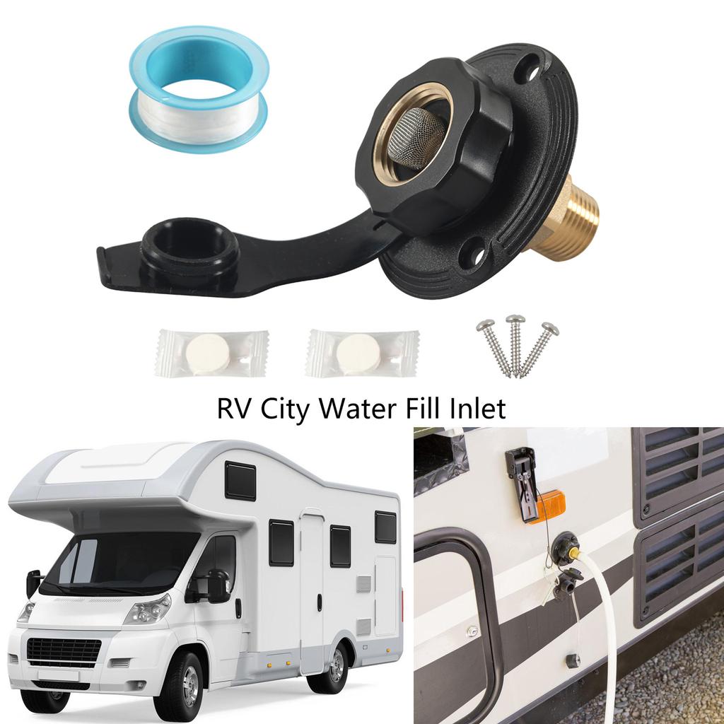 Leak Resistant Motorhomes Trailer City Water Inlet Flange With Brass Valves Secure Connection Fit for Hasslefree Filling
