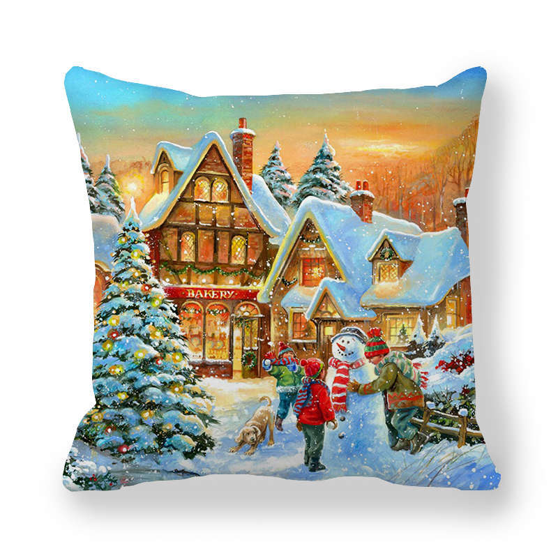 

Новогоднее украшение с изображением Святого Рождества, наволочка для подушки с принтом, украшение для дома, гостиной, дивана, наволочка 45x45 см 40X40CM