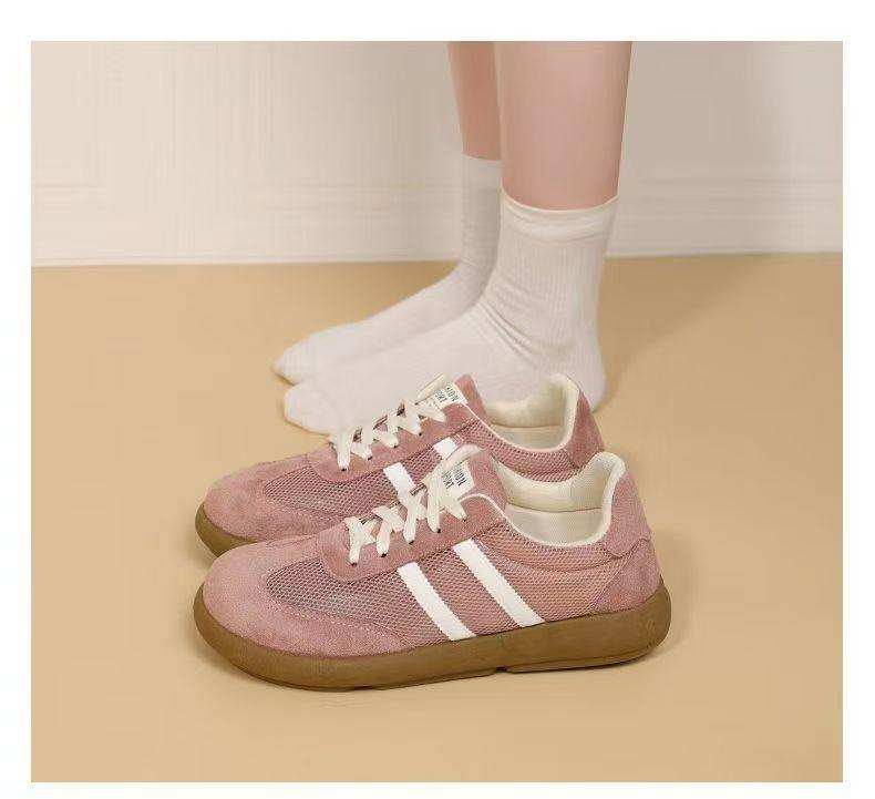 Milk tea color ins breathable women's mesh summer student casual board shoes thick sole lightweight sports casual shoes