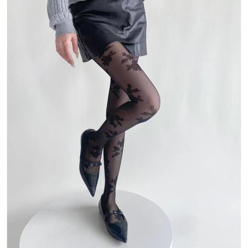 

Сексуальні рожеві колготки для жінок Collant Femme Thin Sheer Pantyhose Hollow Out Tattoo Tights Collant Femme Medias Fantaisie Hosiery One Size чорний