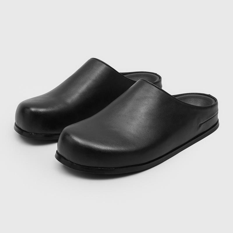Plus Size 46 Slip-On Mules Loafers Slippers Summer Platform Half-Back Flats Casual Shoes For Man Leather Backless Slides Sandals