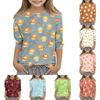 Kids Animal Print Crew Neck 3/4 Sleeve Casual T Shirt Soft Fabric Comfortable Fit Lightweight Design Suitable for Everyday Wear