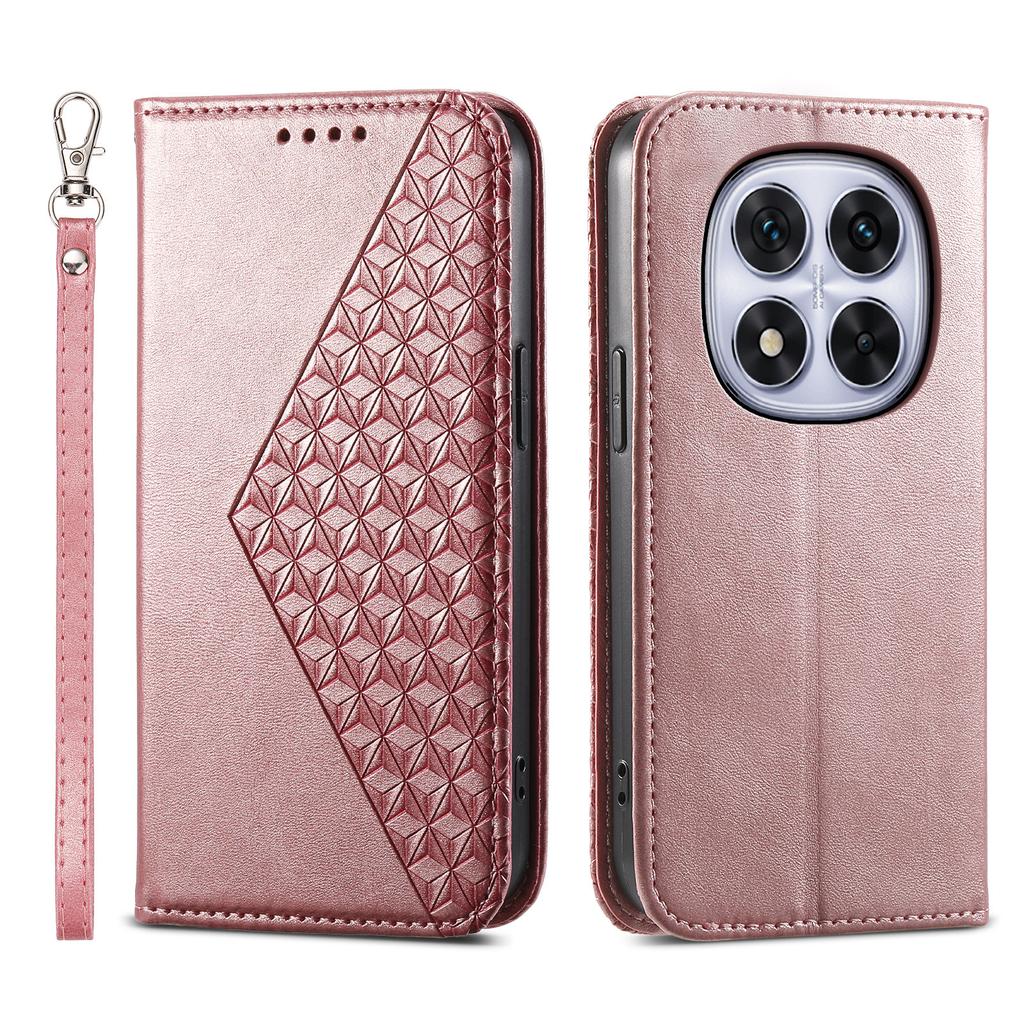 Dla Xiaomi Redmi Note 15 Pro 5G (Światowy) Etui Portfelowe z PU Skóry Cielęcej Teksturowanej z Paskiem na Nadgarstek