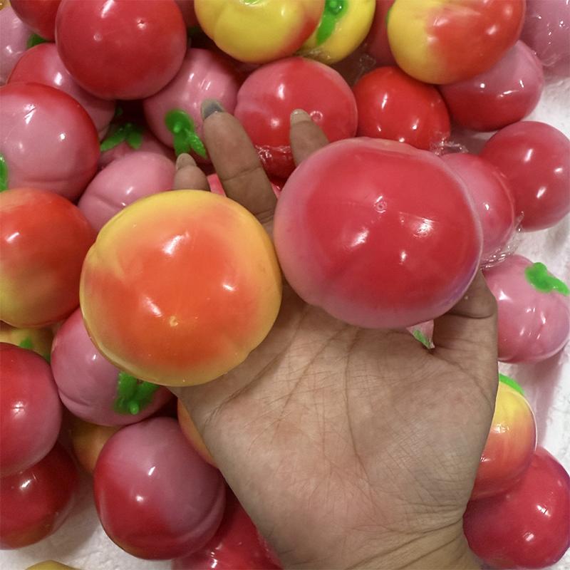 Crunchy Squishy Peach Handmade Stress Ball Crispy Sound Squeeze Toy Round Blocks Filled Stress Relief Asmr Sensory Fidget Toy