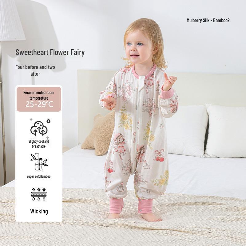 Bamboo Fiber Unisex Baby Sleep Sack with Zipper - Cooling, Anti-Kick, Skin-Friendly Summer Quilt 110 cm