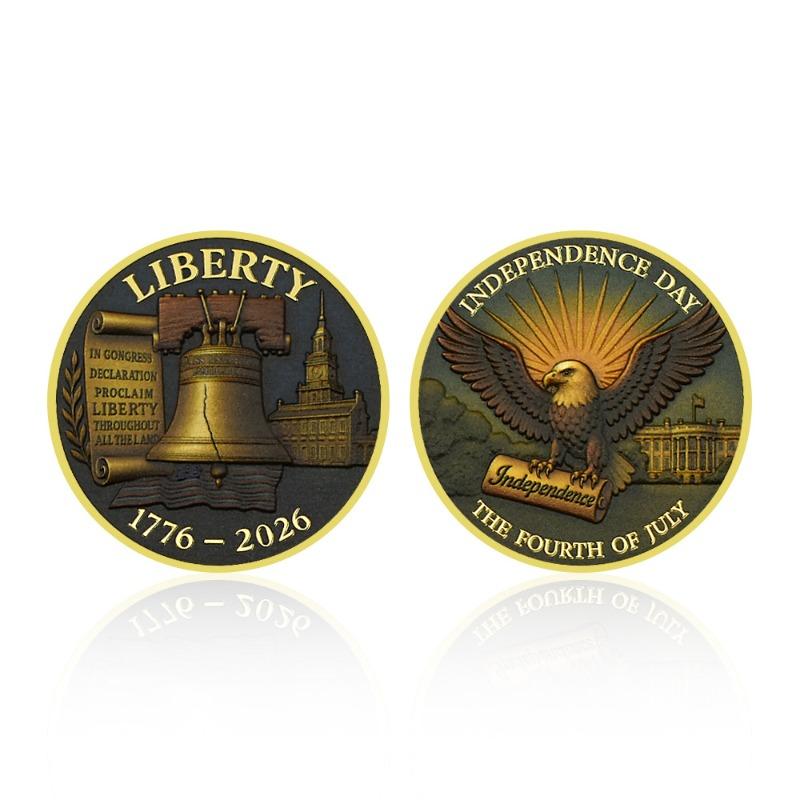 US Independence Commemorative Coin 250th Anniversary Liberty Bell and Eagle Zinc Alloy Collectible Coin Souvenir Commemorative