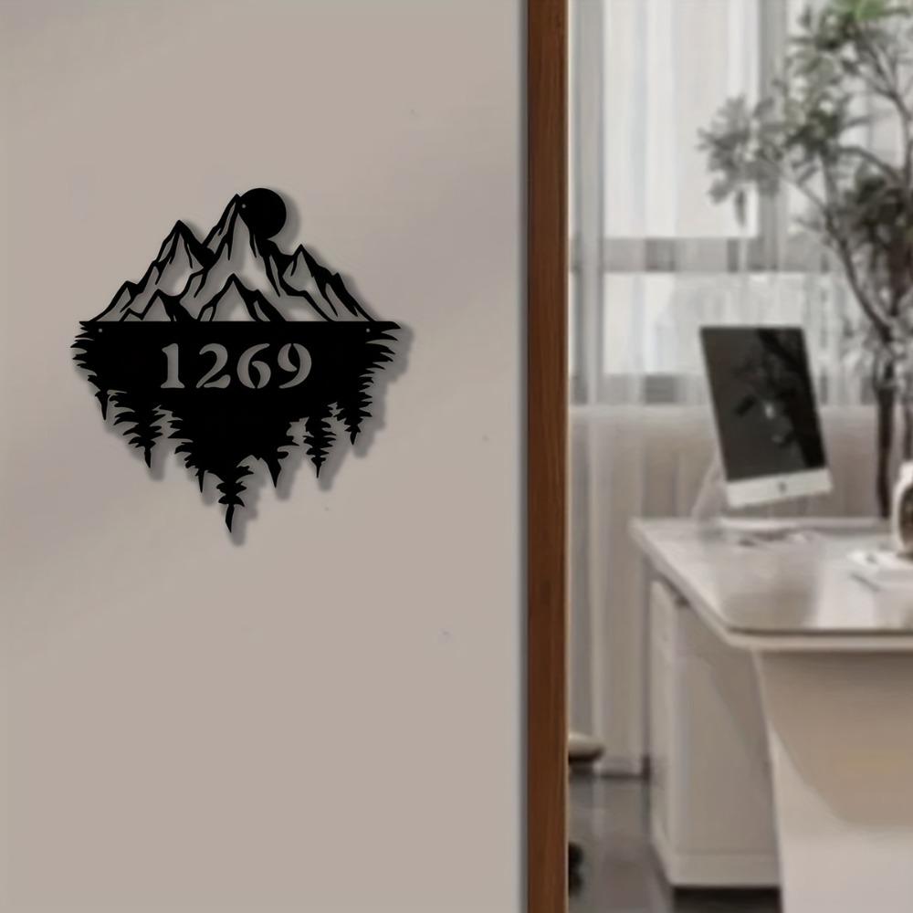 Metall Berg Wandkunst, Benutzerdefiniertes Hausnummernschild, Innen Außen Dekor, Personalisiertes Geschenk
