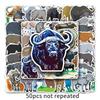 Buffalo Graffiti Stickers: 50 Creative Waterproof Cartoon Animal Stickers for Phone Cases & Luggage