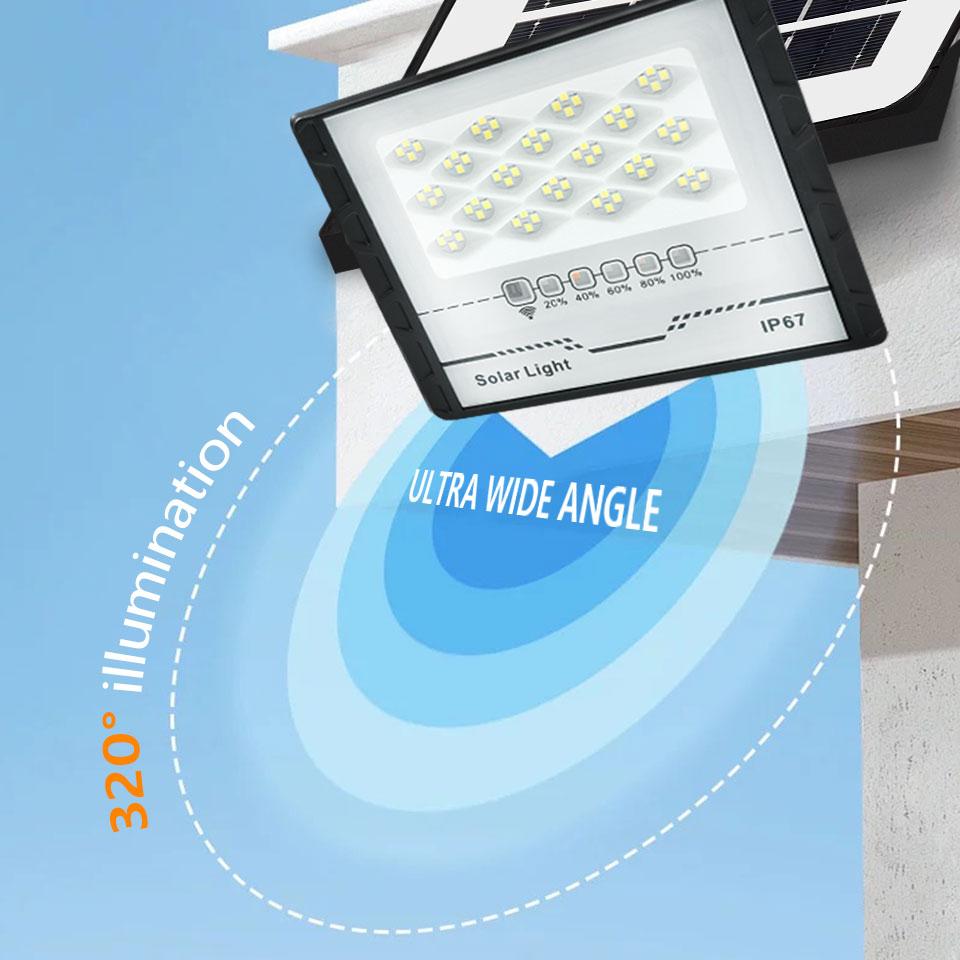 LED Solarflutlicht IP67 Solar Wandleuchte Außen mit Fernbedienung Höhenbeleuchtung Energiesparend Wasserdicht Hof Straße