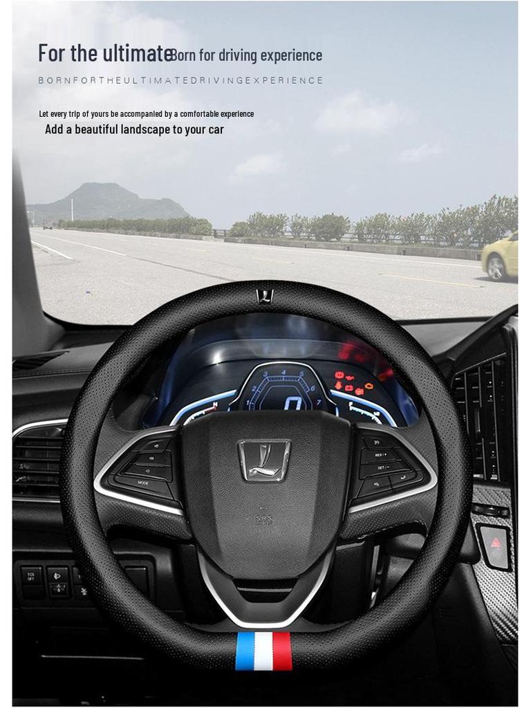 Genuine Leather Steering Wheel Cover for Luxgen U6/U5, Big 7 Rui 3 Na 5U6 – Non-Slip, Universal Fit for All Seasons