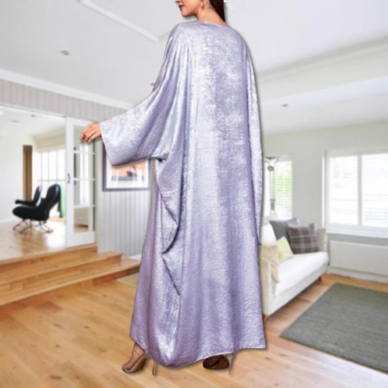 Spring and Autumn Long-sleeved Loose Dress Fashionable Gilded Long Robes and Cardigan Gowns