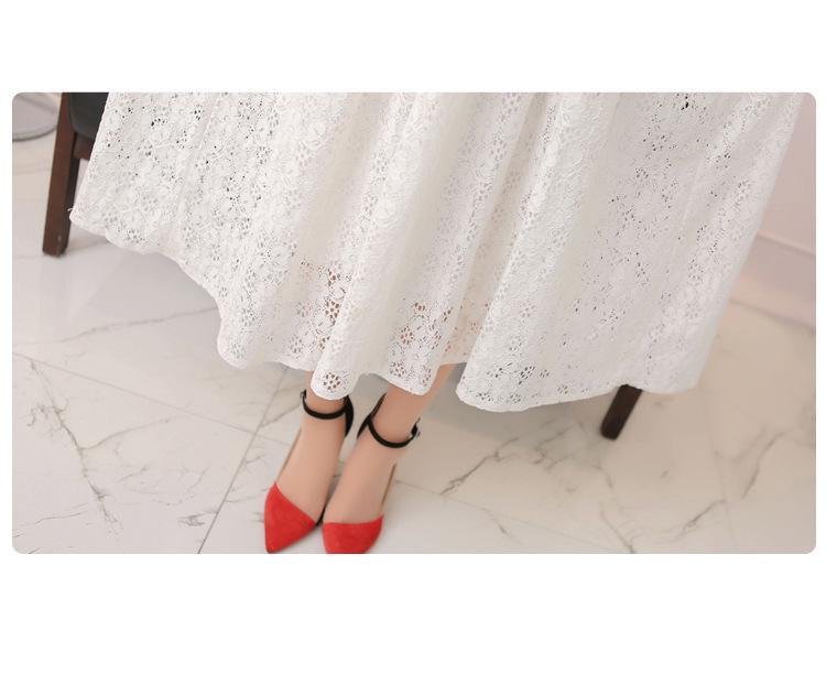 New Summer Lace V-Neck Slimming Waist Dress for Women - Korean Style Vacation Beachwear