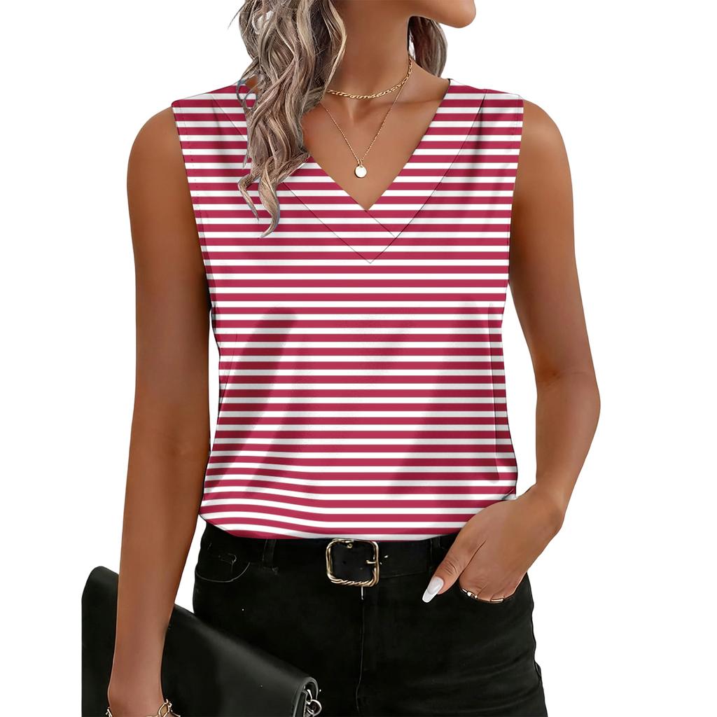 Women's Fashionable Casual Retro Striped Print Tank Top