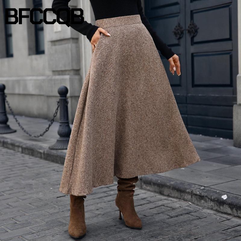 BFCCQB Women's Fashion Casual Solid Color Print Skirt